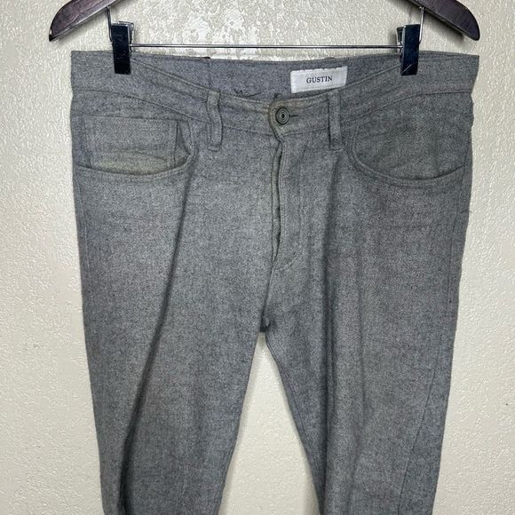 Gustin 328 HARRIS TWEED® 5 POCKET - HEATHER GREY Slim Straight Pants Size 33 - Picture 2 of 8